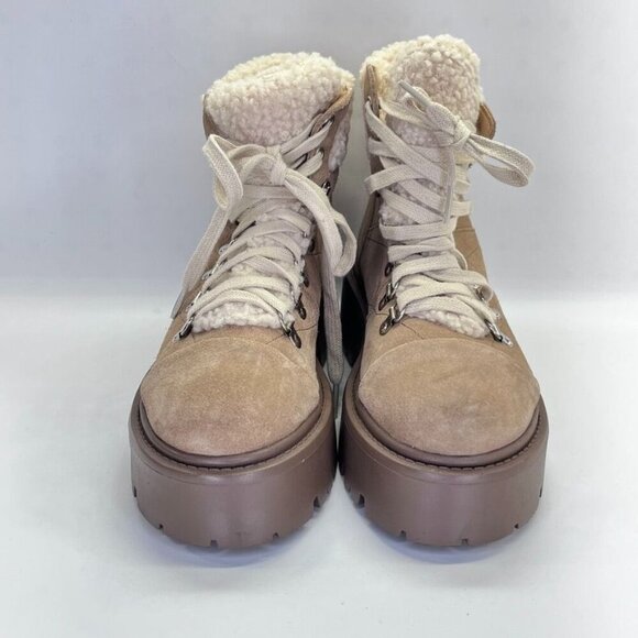 Steve Madden Reyen Platform Boot Women's Size 7.5 in Oatmeal Suede Chunky Sole - Picture 5 of 16